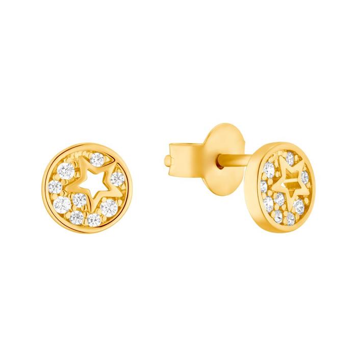 Ear studs stars for children in 925 sterling silver, gold