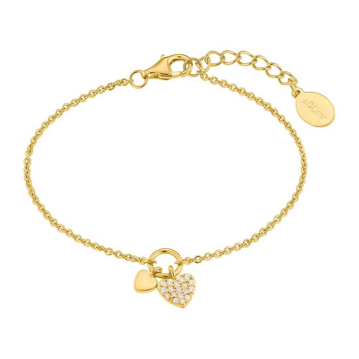 Girls bracelet in gold plated 925 silver with hearts