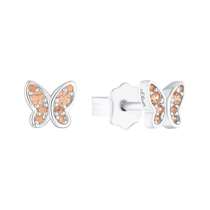 Pendientes niña mariposas de plata 925