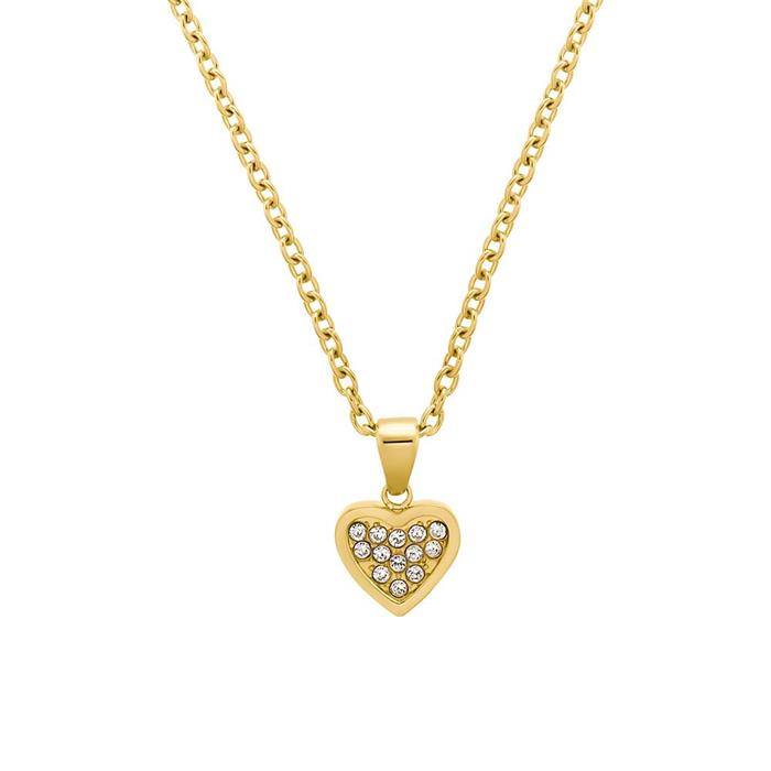 Heart necklace for girls in stainless steel, IP gold