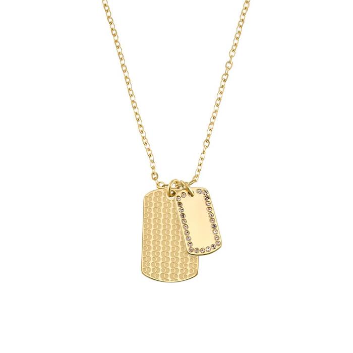 Cadena de acero inoxidable grabable para mujer, oro IP