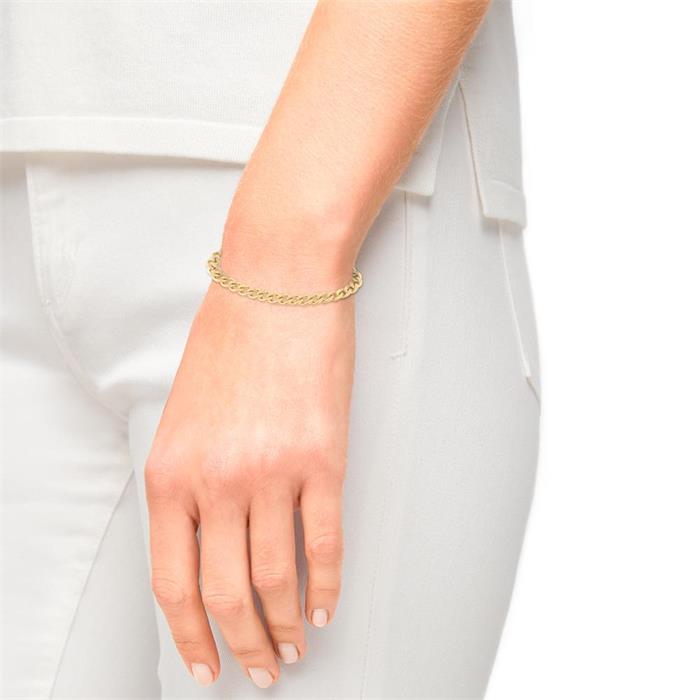 Ladies curb chain bracelet in stainless steel, IP gold, enamel