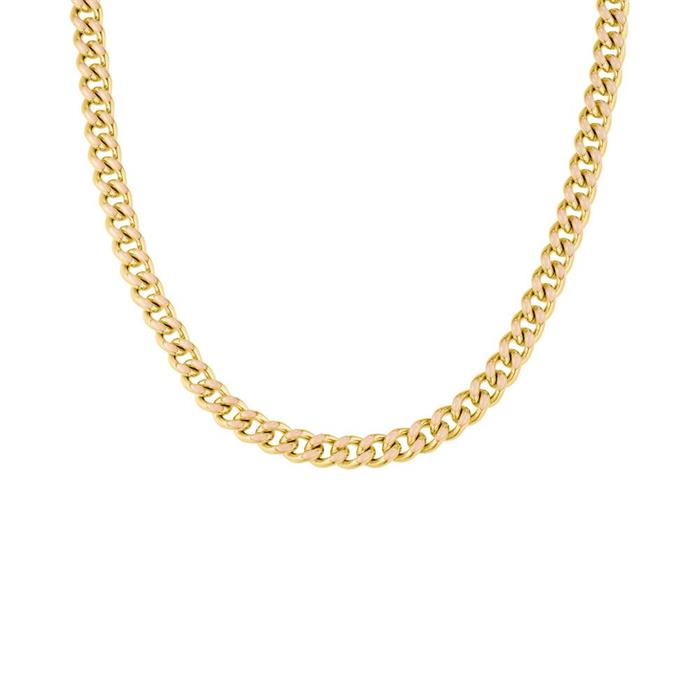 Ladies curb chain in gold-plated stainless steel, enamel