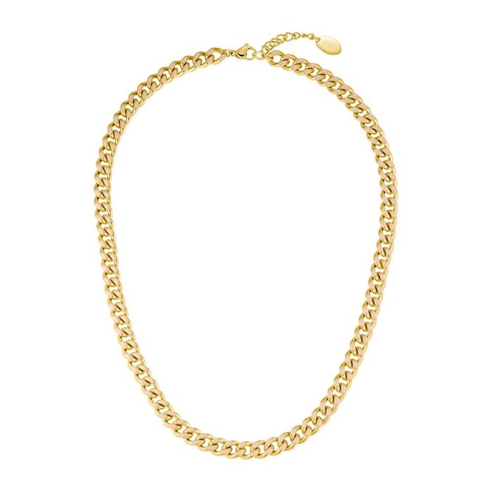 Ladies curb chain in gold-plated stainless steel, enamel