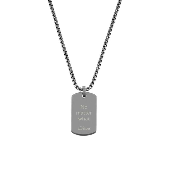 Dog tag necklace for men in stainless steel, gun metal