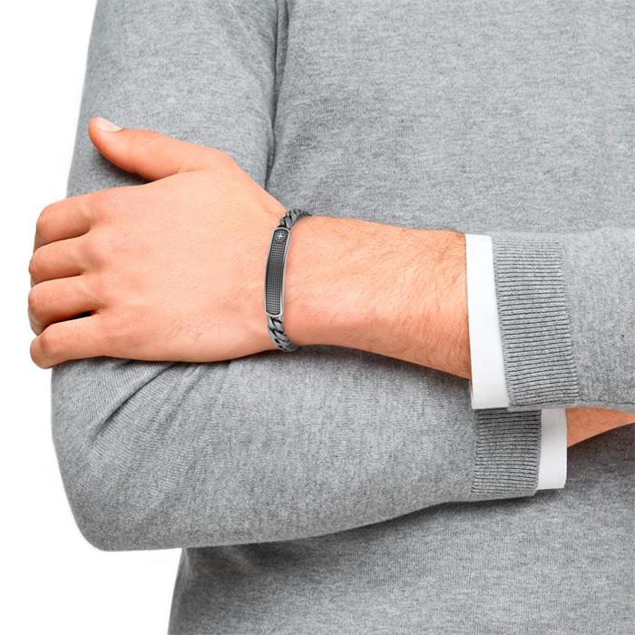 Pulsera identificativa para hombre en acero inoxidable, metal de cañón