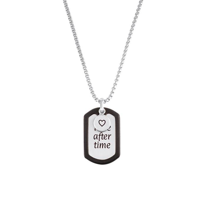 Engraved chain for men in stainless steel with dog tag