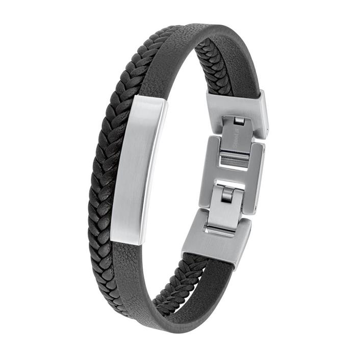 Schwarzes Lederarmband für Jungen