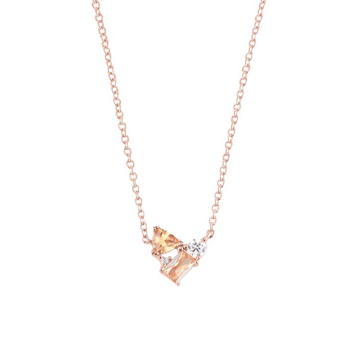 Necklace for ladies in 925 silver, rose gold-plated