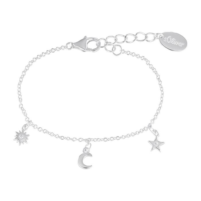 Bracelet sun, moon, star for children, 925 sterling silver