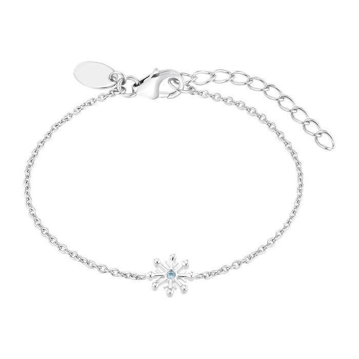 Girls snowflake bracelet, 925 sterling silver, rhodium plated