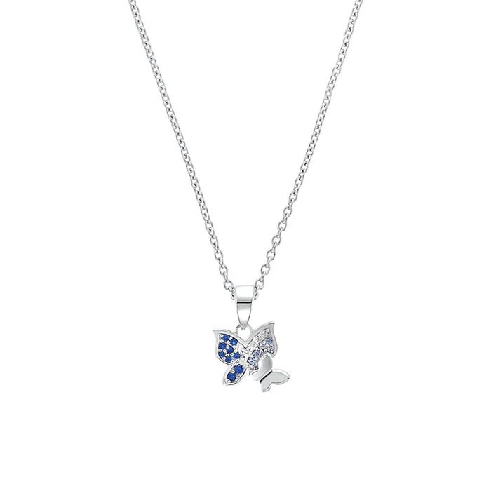 Girls' butterfly necklace in 925 sterling silver with zirconia