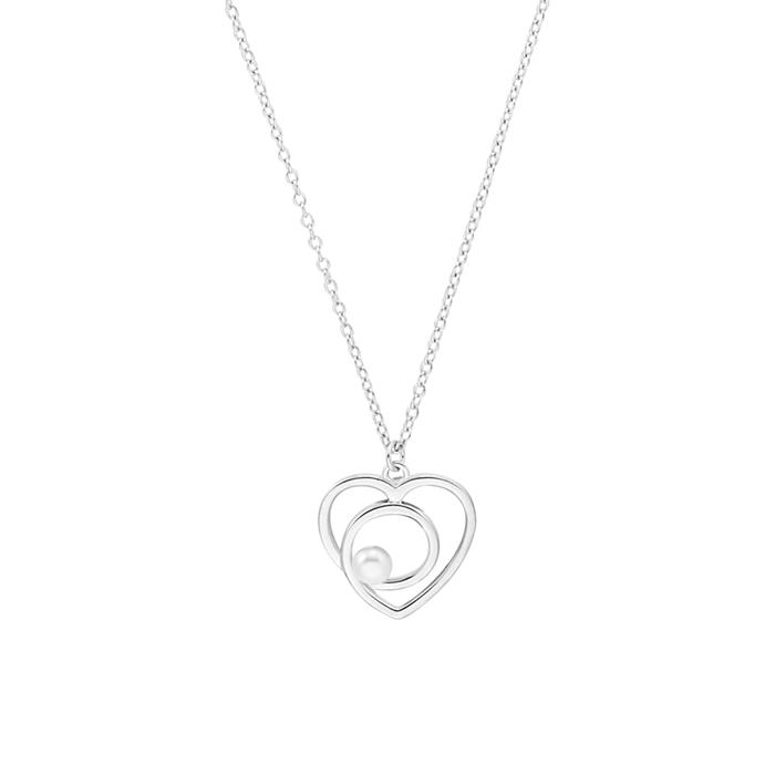 Sterling silver heart necklace with pearl for ladies