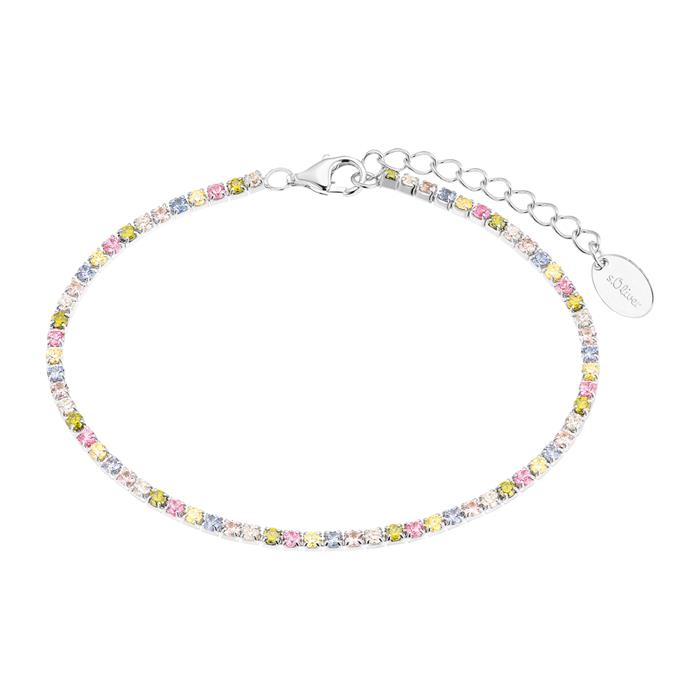 Pulsera tenis para mujer en plata 925 con circonita, coloreada