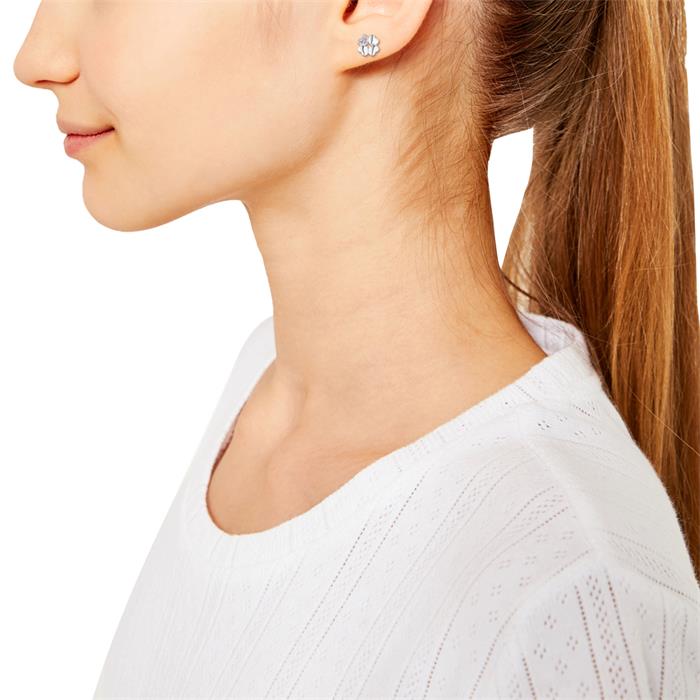 925 silver ear studs cloverleaf for girls, cubic zirconia