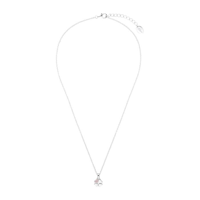 Cloverleaf necklace for girls, sterling silver, zirconia