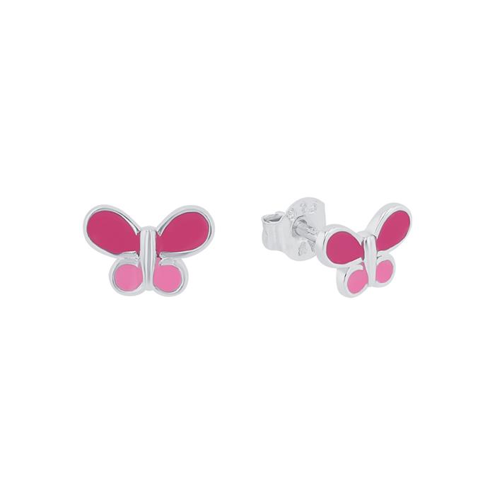 Butterfly stud earrings in 925 silver for girls