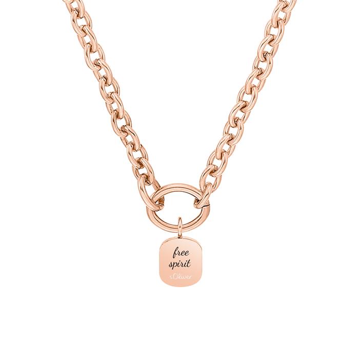Chunky ladies' necklace in stainless steel, rose, engravable