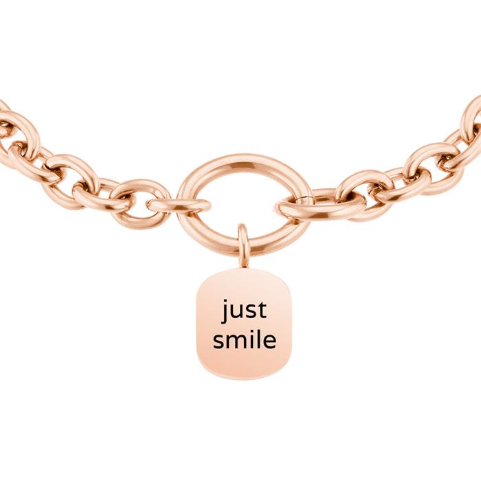 Chunky bracelet for ladies, stainless steel, rose, engravable