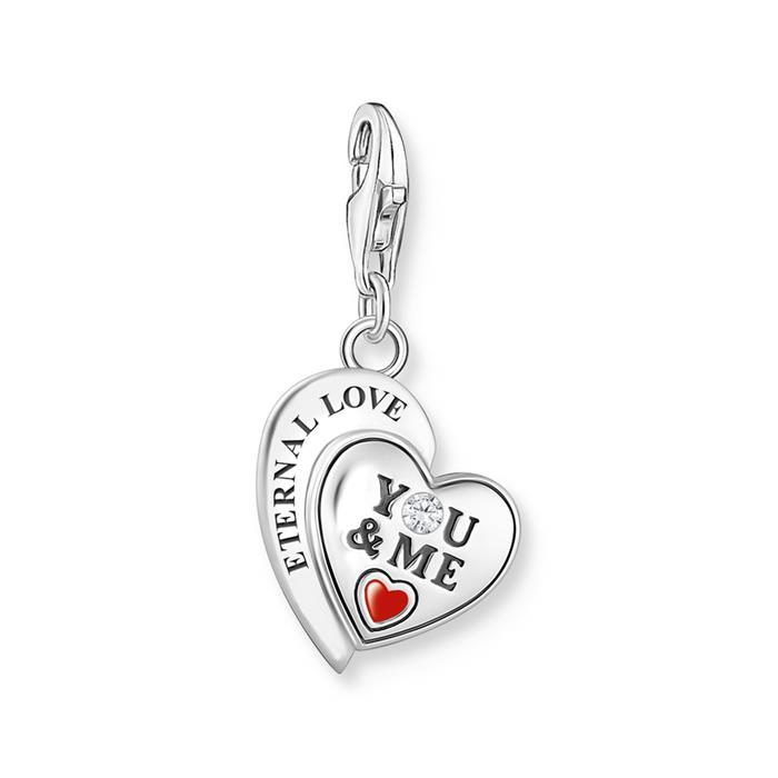 Charm-Anhänger You & Me aus Sterlingsilber, Emaille