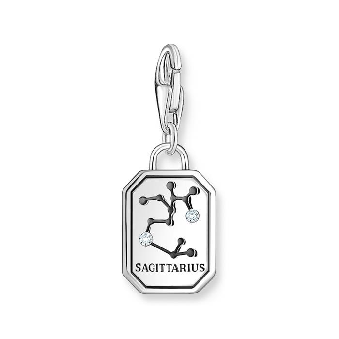 Sagittarius zodiac sign charm pendant, sterling silver