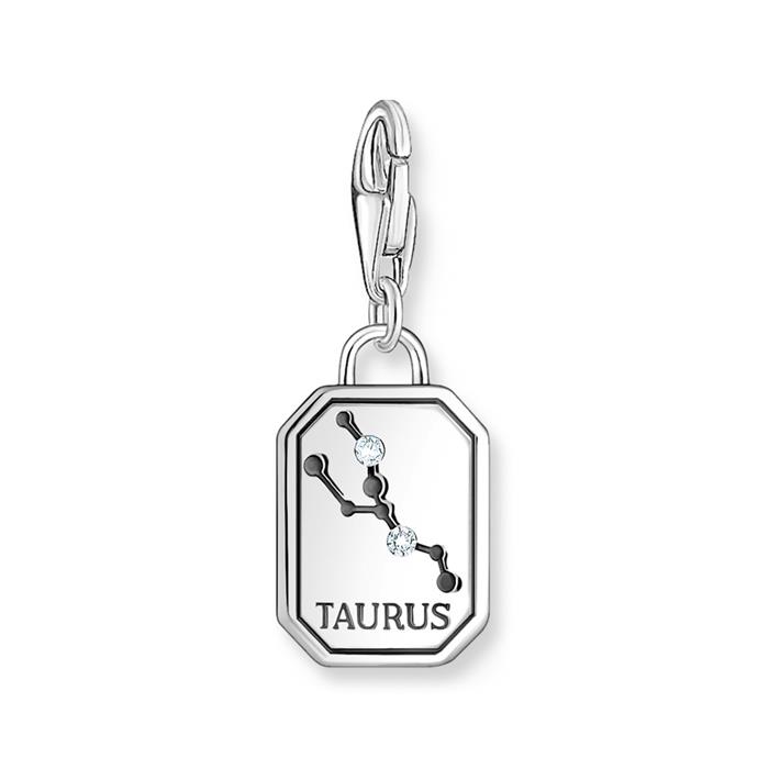 Taurus charm pendant in 925 Sterling silver with zirconia