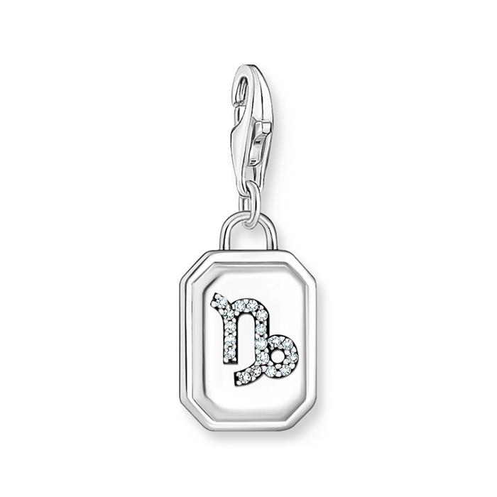Capricorn charm pendant with zirconia, sterling silver