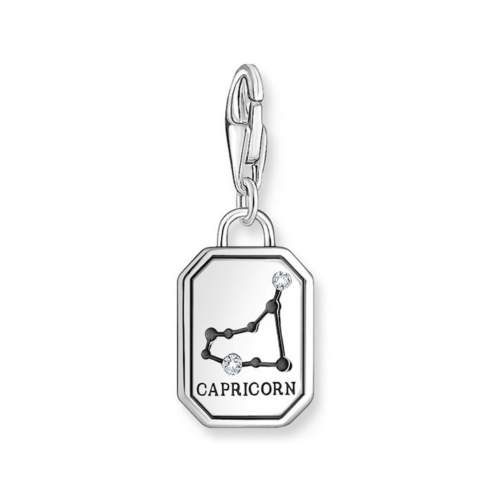 Capricorn charm pendant with zirconia, sterling silver