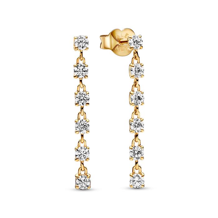 Ladies earrings with zirconia stones, gold-plated