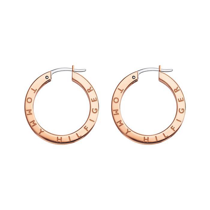 Dressed up creoles made of ros&#xE9; gold plated stainless steel