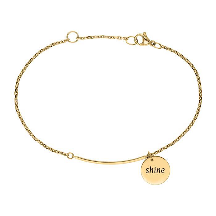 Engraving bracelet dressed up in gold-plated stainless steel