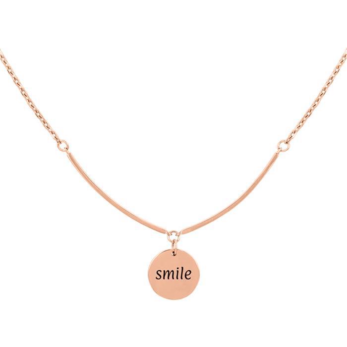 Engravable ladies necklace dressed up, stainless steel, rosé