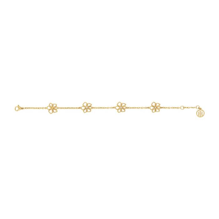 Casual armband bloesems voor dames in roestvrij staal, goud