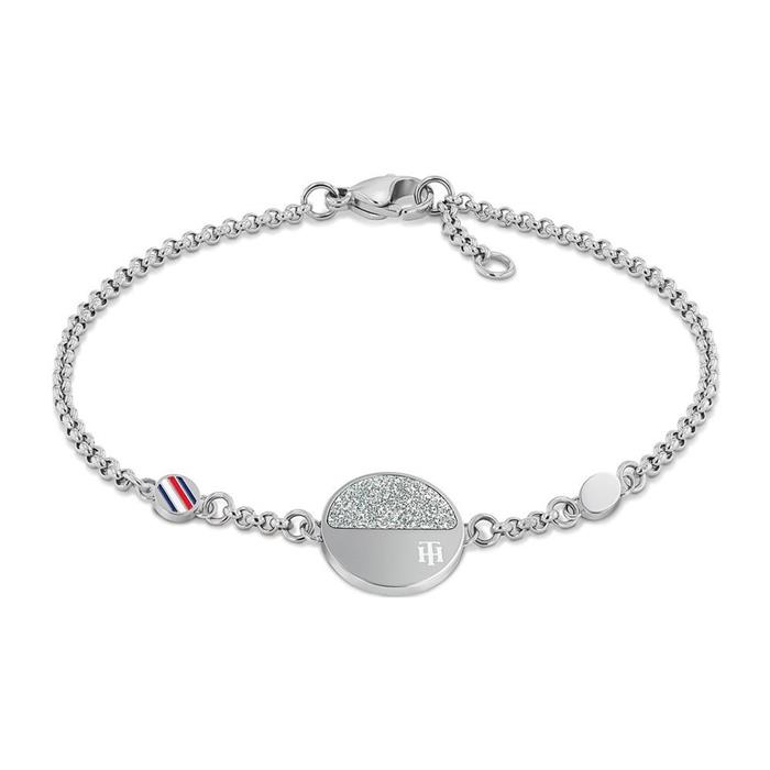 Ladies engraving bracelet dressed up in stainless steel