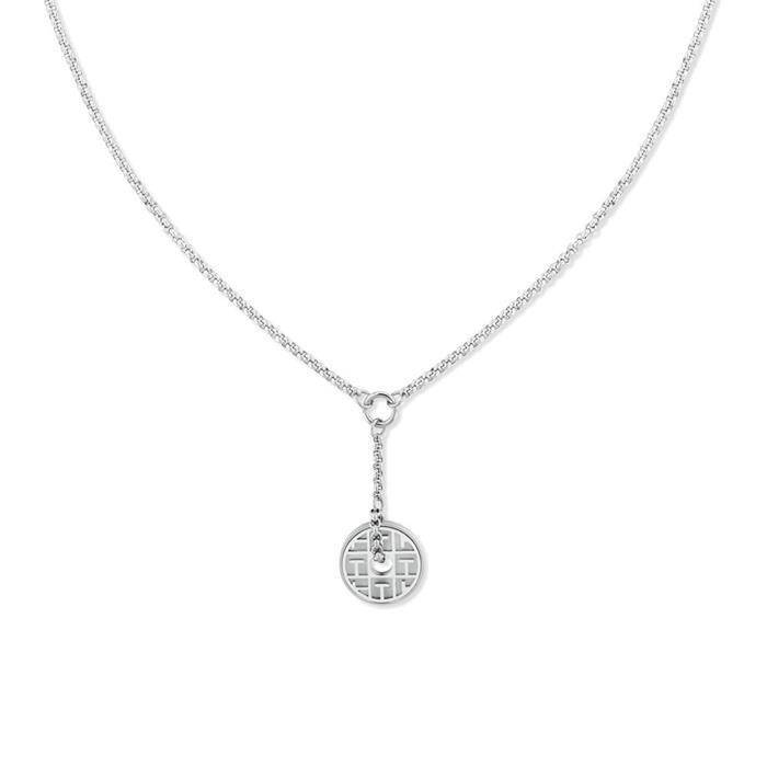 Ladies sports necklace in stainless steel with coin pendant