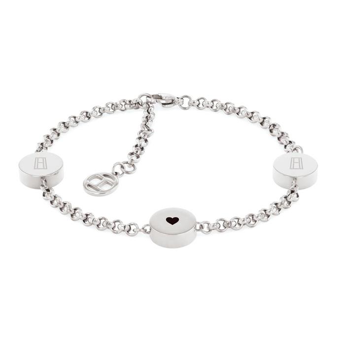 Pulsera grabada de acero inoxidable para mujer con sodalita