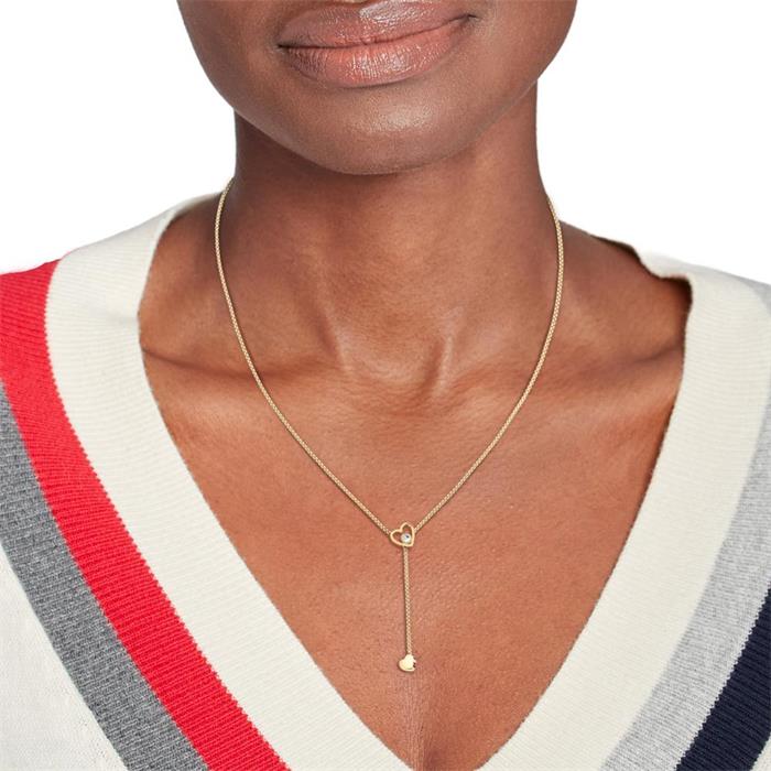 Ladies hanging heart necklace in gold-plated stainless steel