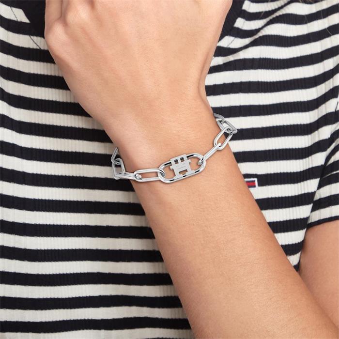 Ladies link bracelet in stainless steel