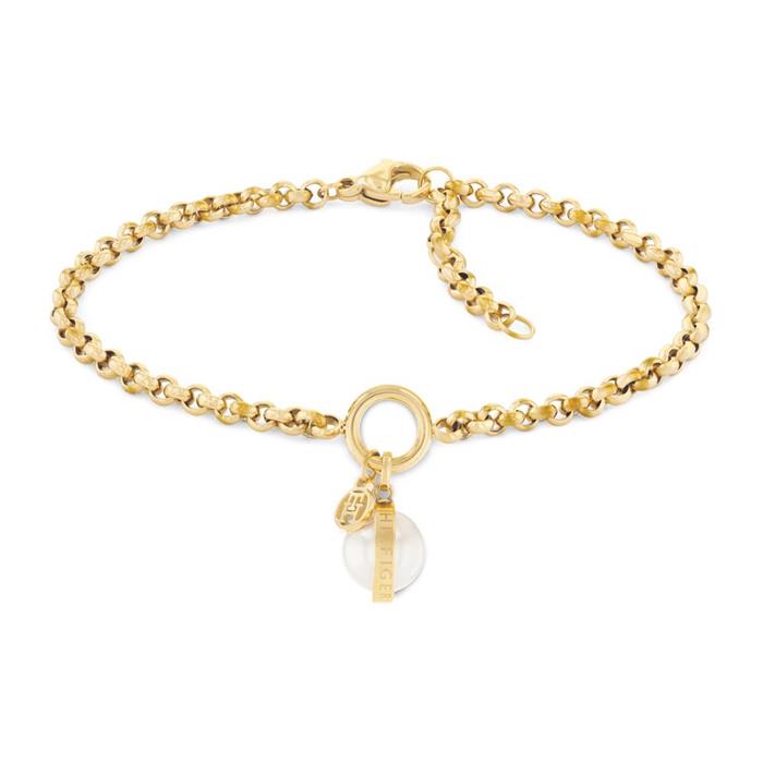 Stainless steel bracelet with pearl pendant, IP gold