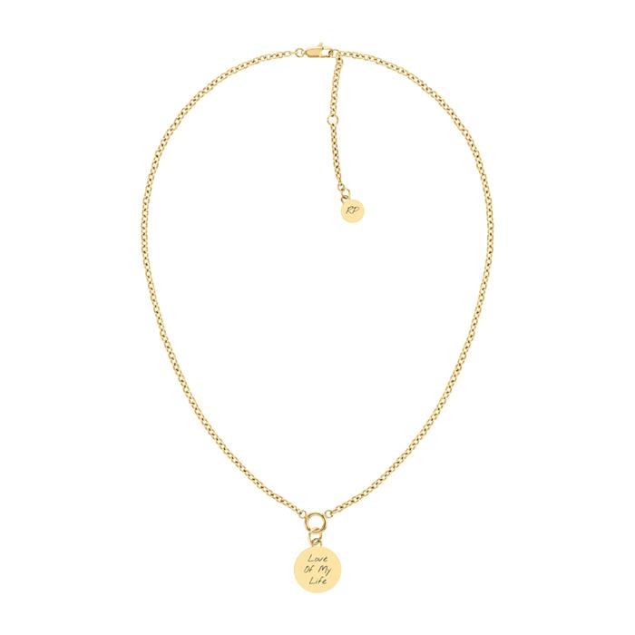 Edelstahlkette f&#xFC;r Damen mit Anh&#xE4;nger, gold, gravierbar