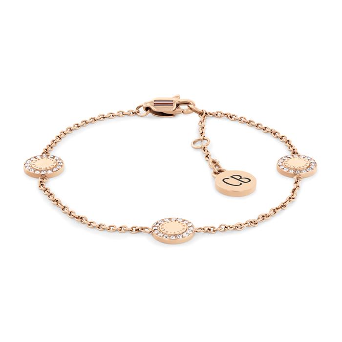 Pulsera grabable para mujer de acero inoxidable chapado en oro rosa