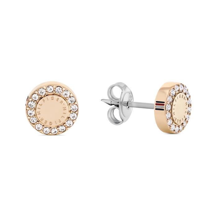 Rose gold-plated stainless steel earrings for women, crystals