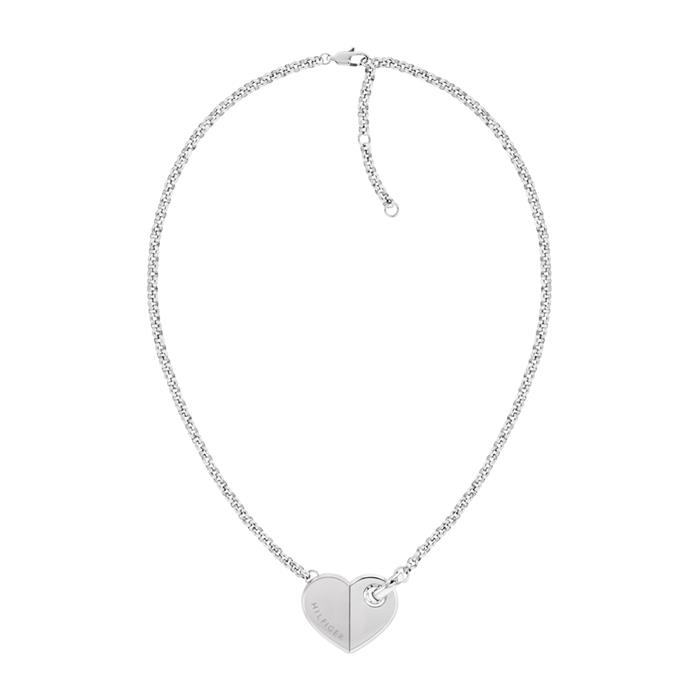 Cadena grabable para mujer con colgante de coraz&#xF3;n de acero inoxidable