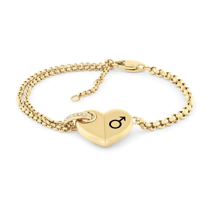 Pulsera coraz&#xF3;n para mujer en acero inoxidable, dorada, grabable