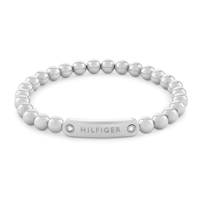 Ball bracelet for women in stainless steel with engraving plate