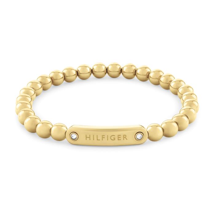 Ladies? engraving ball bracelet in gold-plated stainless steel