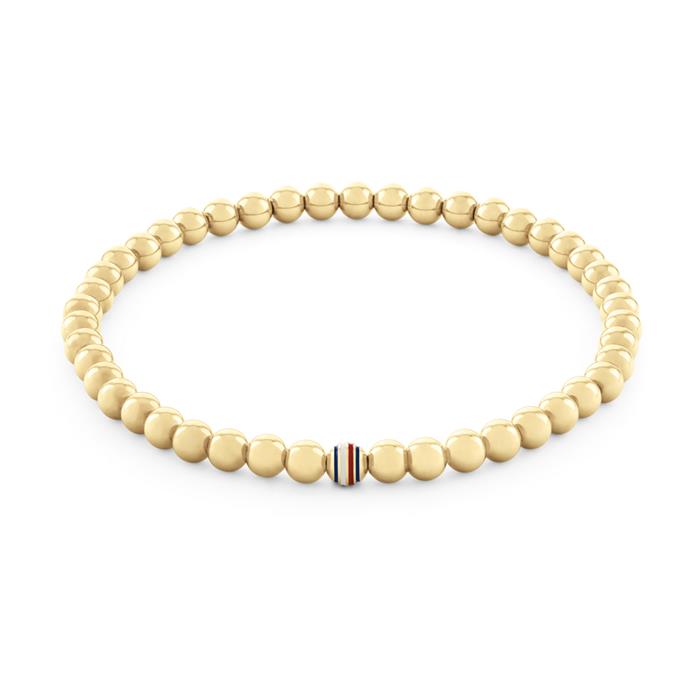 Pulsera de bolas de acero inoxidable chapado en oro para mujer