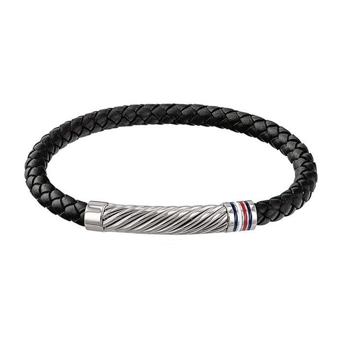 Pulsera de cuero casual core para hombre, negra