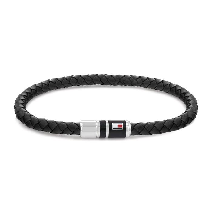 Zwart leren armband casual van roestvrij staal, emaille