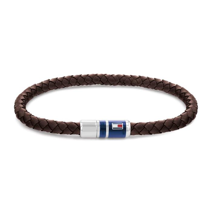 Pulsera casual de cuero marr&#xF3;n para hombre